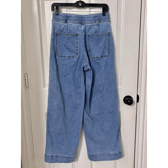 Farmers Market Wide Leg Jeans Womens 8 High Rise Stretch Denim Zip Button Blue - Picture 5 of 9